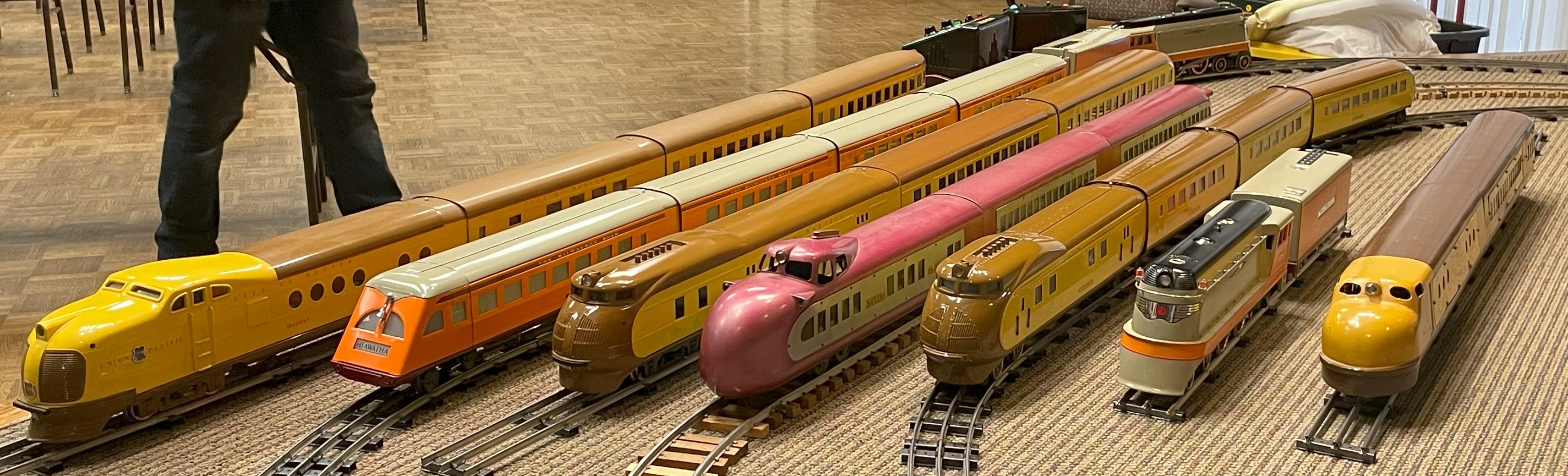 Standard Gauge Streamliners on display at the March 2024 Western Division Train Meet