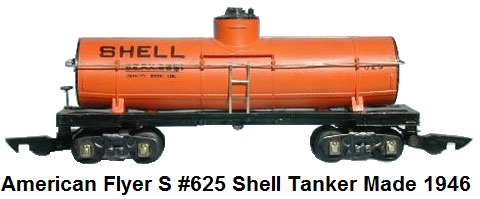 American Flyer S gauge #625 orange Shell tank car made in 1946