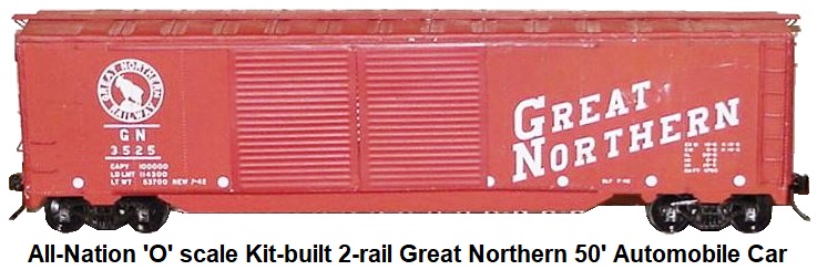 All-Nation 'O' scale Kit-built 2-rail Great Northern 50' Steel Automobile car