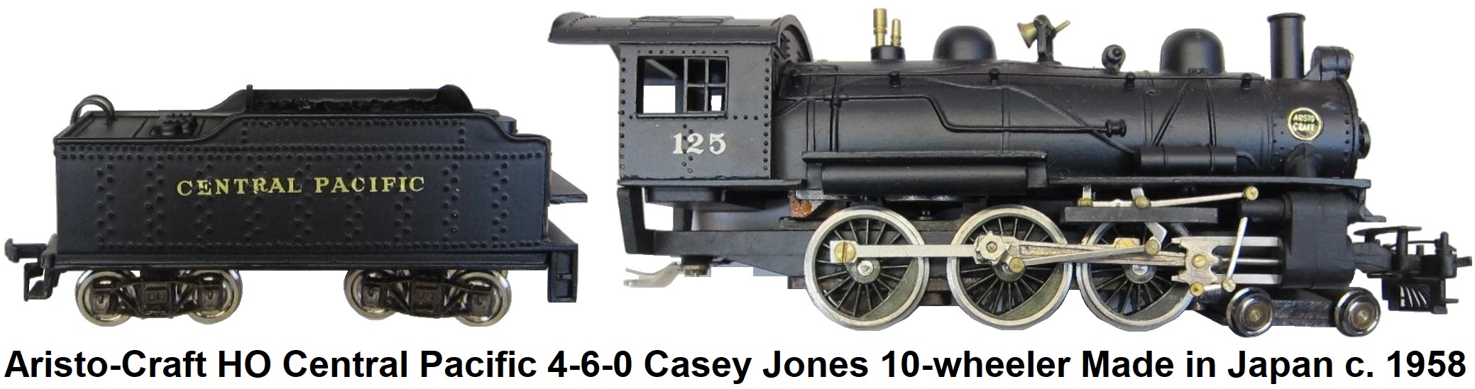 Aristo-Craft HO gauge Central Pacific RR Casey Jones 4-6-0 10-wheeler made in Japan by New One Model Co. circa 1958
