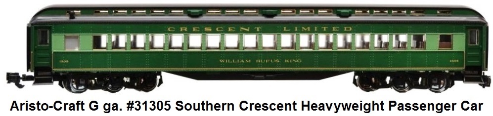 Aristo-Craft G gauge #31305 Southern Crescent Heavyweight Passenger Car