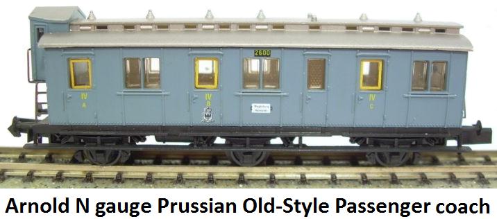 Arnold 3042 Gray Prussian Old-Style Passenger Car #1 in N gauge