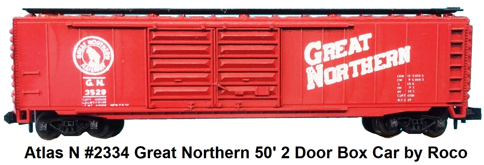 Atlas N #2334 Great Northern 50' 2 Door Box Car by Roco