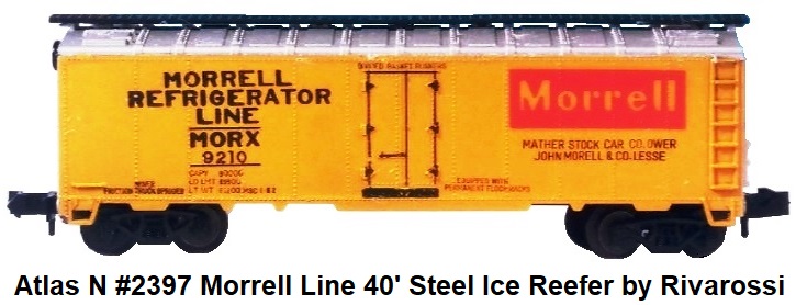 Atlas N #2397 Morrell Refrigerator Line 40' Steel Ice Reefer by Rivarossi