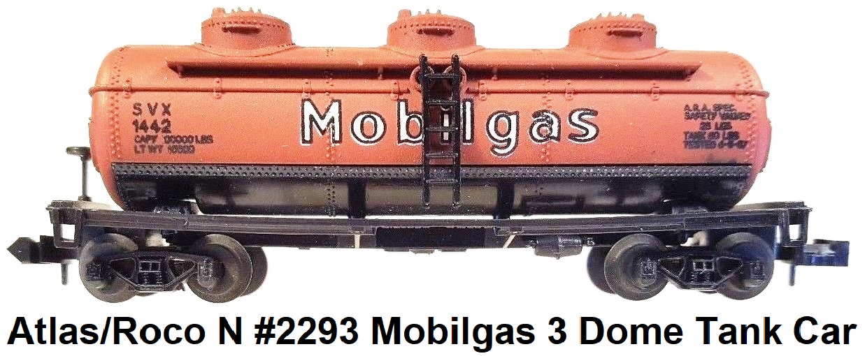 Atlas N #2293 Mobilgas 3 Dome Tank Car by Roco