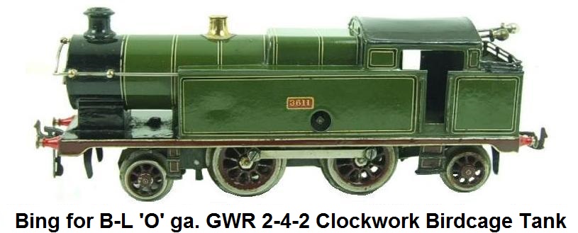Bing for Bassett-Lowke 'O' gauge GWR 2-4-2 Birdcage Tank RN 3611 Clockwork circa 1911-13