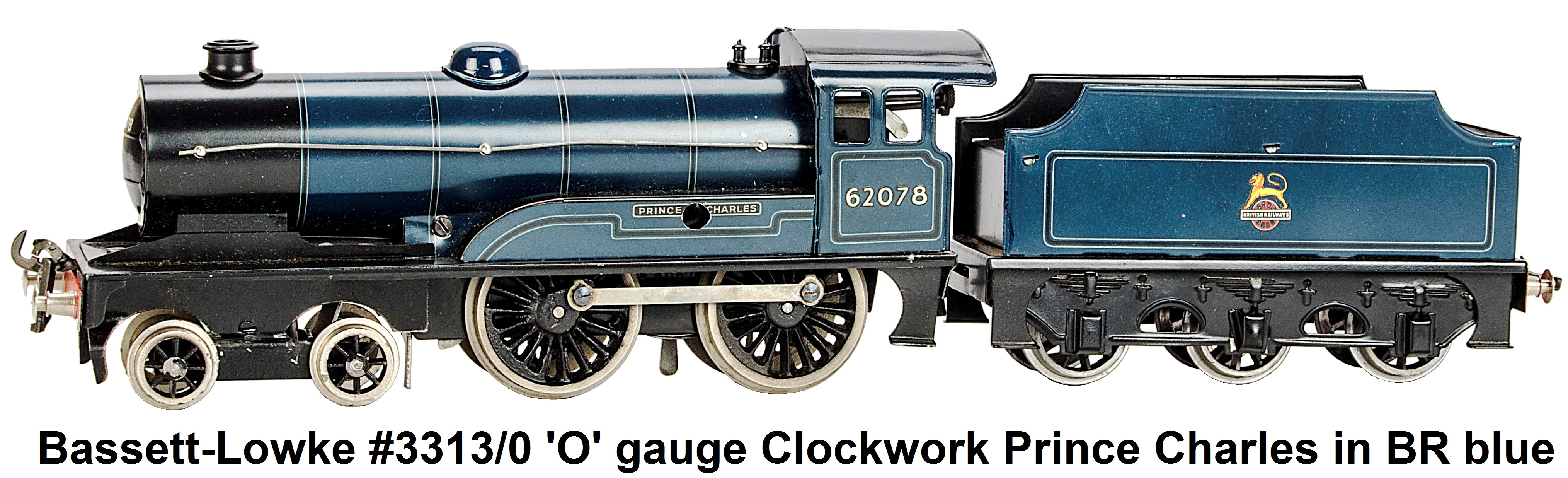 Bassett-Lowke Catalog #3313/0 'O' gauge clockwork 'Prince Charles' Locomotive and Tender in British Rail blue
