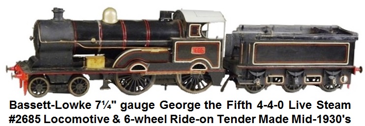 Bassett-Lowke 7¼ inch gauge George the Fifth 4-4-0 Live Steam circa 1930's