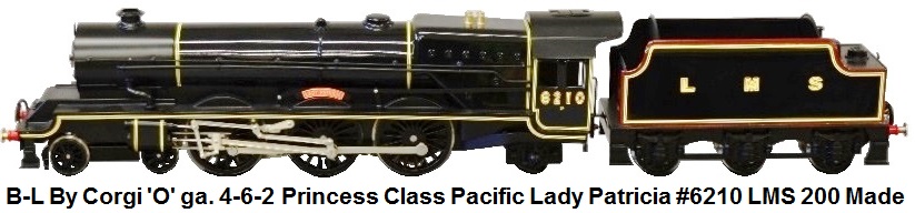 Bassett-Lowke By Corgi 'O' gauge 4-6-2 Princess Class Pacific Locomotive Lady Patricia #6210 LMS Black Livery Limited Edition of just 200 made