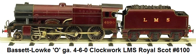 Bassett-Lowke 2-6-0 Royal Scot clockwork engine & tender in 'O' gauge