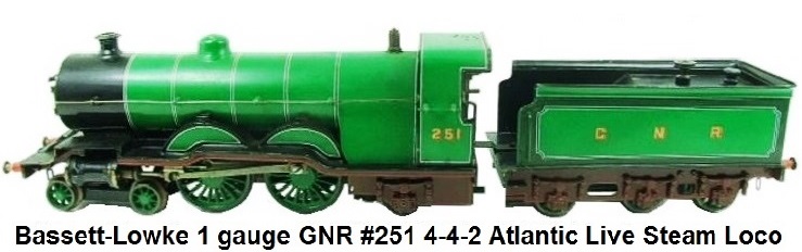Bassett-Lowke gauge 1 Great Northern Railway 4-4-2 Atlantic #251 Live Steam locomotive & tender