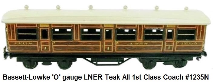 Bassett-Lowke 'O' gauge LNER Teak Style All 1st Passenger Coach #1235N