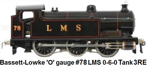 Bassett-Lowke 'O' gauge 78 LMS 0-6-0 steam tank locomotive