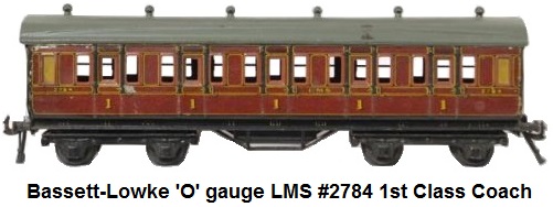 Bassett-Lowke LMS 'O' gauge #2784 first class passenger coach