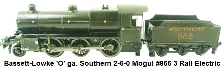 Bassett-Lowke 'O' Gauge Southern 2-6-0 Loco & Tender Mogul #866 3 rail electric