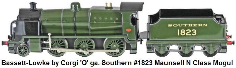 Bassett-Lowke by Corgi 'O' gauge Southern green #1823 Maunsell N Class Mogul 2-6-0 locomotive and tender catalog number BL99054 Limited Edition