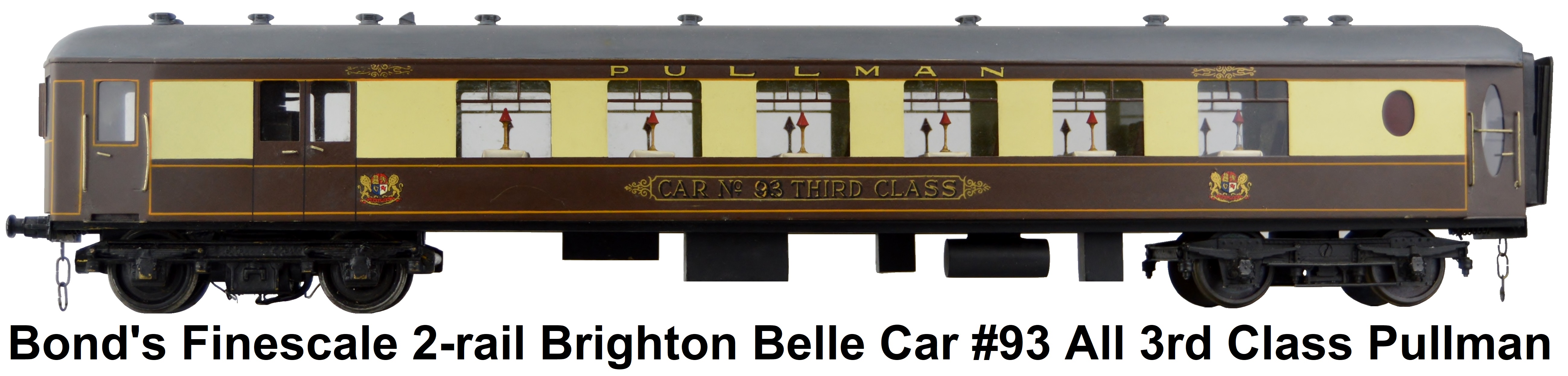 Bonds of O'Euston Road Ltd., London finescale 2-rail Brighton Belle All 3rd class car #93 Pullman Motorcar