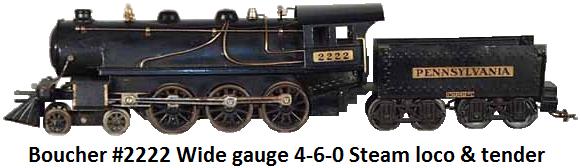 Boucher #2222 4-6-0 standard gauge steam outline locomotive from original Voltamp design