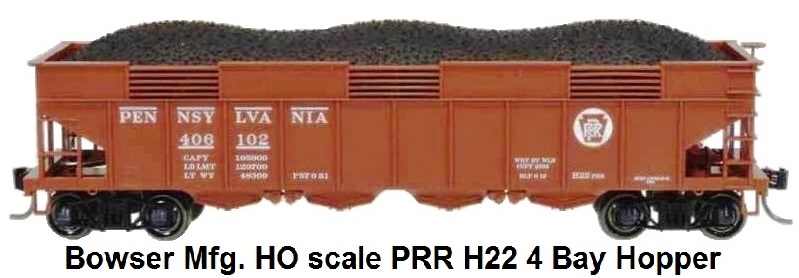 Bowser HO scale PRR Circle Keystone H22a 4 Bay Hopper