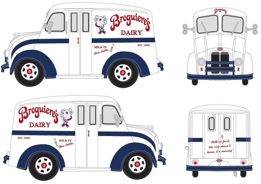 Artist's rendering of Broguiere's Dairy DIVCO Milk Van