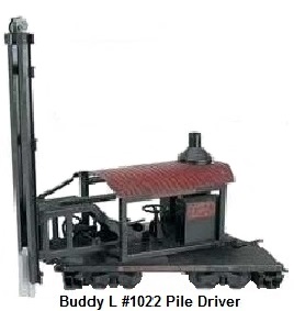Buddy L #1022 3¼ inch Outdoor Railroad Pile Driver
