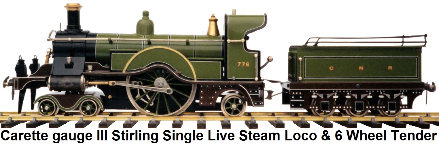 Carette for Bassett-Lowke gauge III Stirling Single Live Steam Locomotive and tender