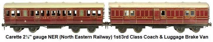 Carette 2½ inch gauge (gauge III) North Eastern 1st/3rd Corridor Coach and Full Brake Luggage Van