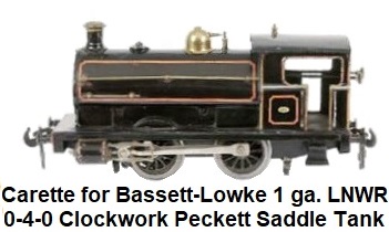 Carette for Bassett-Lowke 1 gauge 0-4-0 Peckett Saddle Tank Loco LNWR black #101, Clockwork