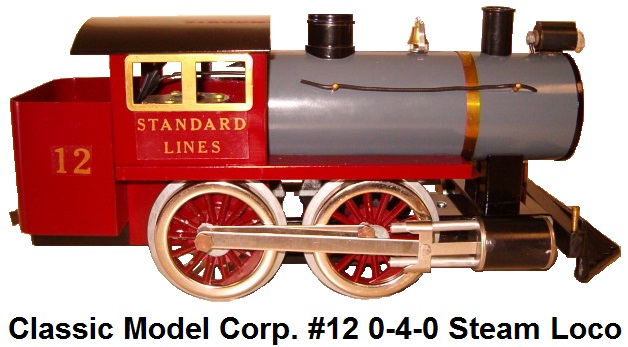Classic Model Corp. Standard gauge #12 0-4-0 Steam locomotive with coal bin made in 1970