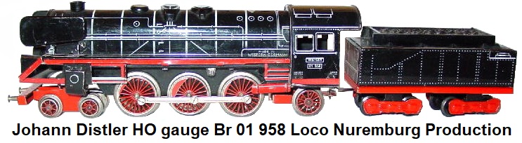 Johann Distler Nuremberg, Tinplate Lithographed HO gauge Br 01 958 loco Nuremburg production