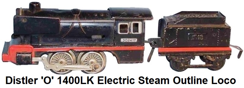 Johann Distler 'O' gauge tinplate lithographed #1400LK Electric Steam Outline Locomotive with 14K tender