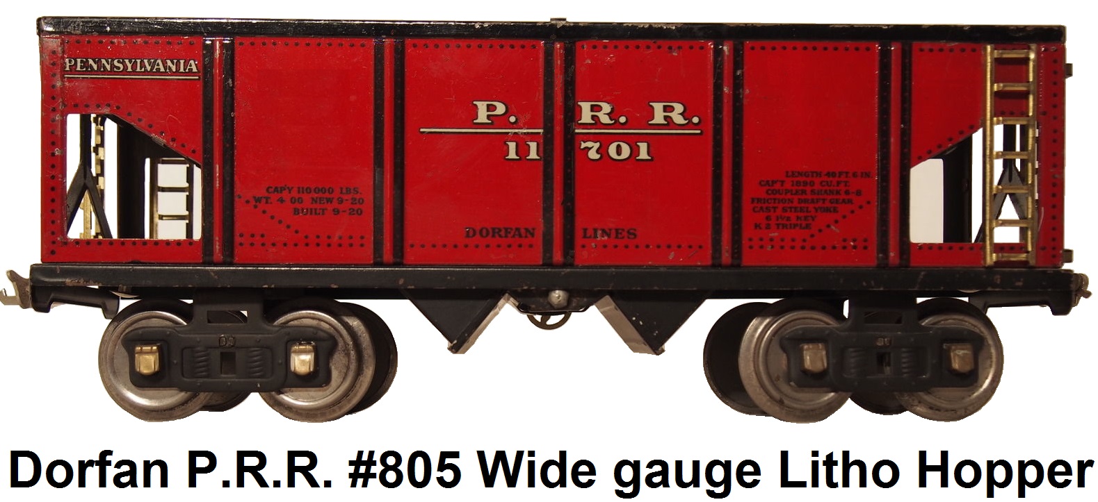 Dorfan #805 Red Litho PRR Wide gauge Hopper car