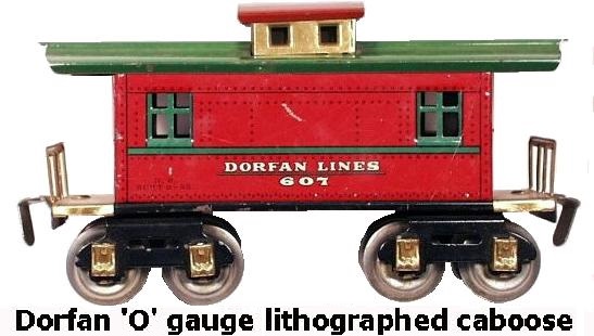 Dorfan tinplate lithograhed #607 Dorfan Lines caboose in 'O' gauge