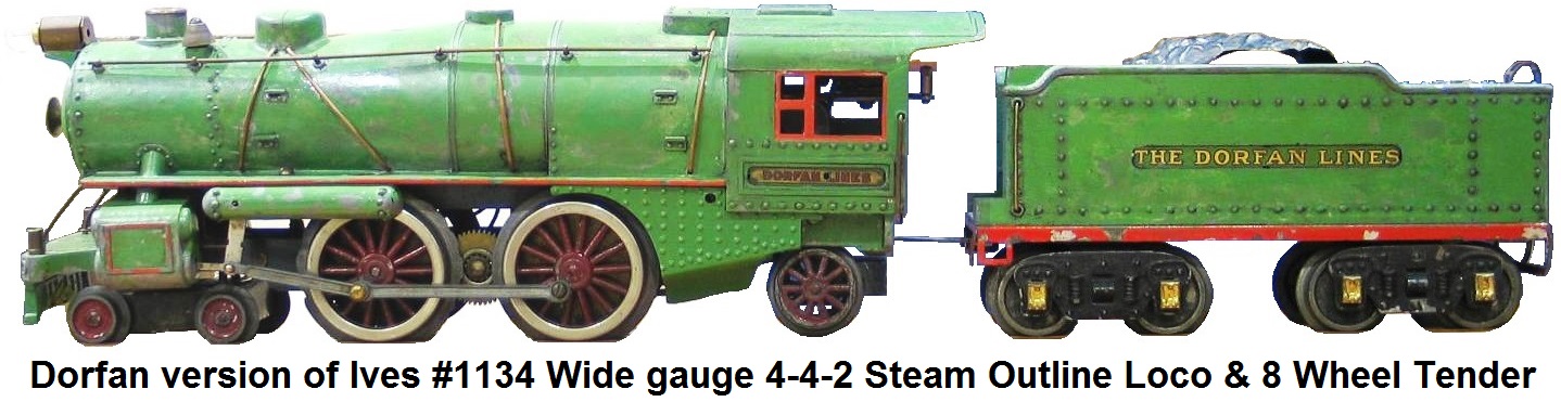 Dorfan Wide gauge version of the Ives #1134 steamer painted in green