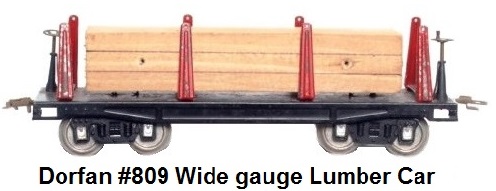 Dorfan #809 tinplate lithographed lumber flat car in Wide gauge