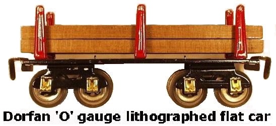 Dorfan tinplate lithograhed #609 Lumber flat car in 'O' gauge
