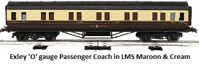 Exley 'O' gauge Passenger Coach in LMS crimson and cream