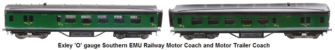 Exley 'O' gauge Southern EMU Railway motor coach and motor trailer coach