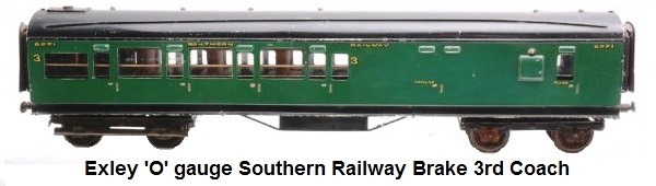 Exley 'O' gauge Southern Railway Brake 3rd Coach