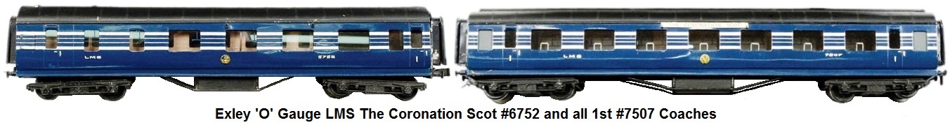 Exley 'O' gauge LMS The Coronation Scot #6752 and all 1st No.7507 Coaches