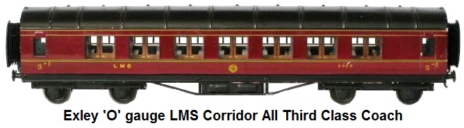 Exley LMS corridor third class 'O' gauge coach