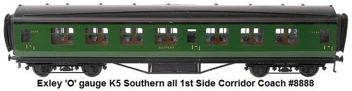 Exley 'O' gauge K5 Southern all 1st Side Corridor Coach #8888