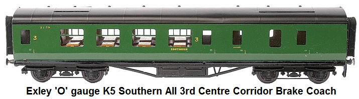 Exley 'O' gauge K5 Southern all 3rd Centre Corridor Brake Coach