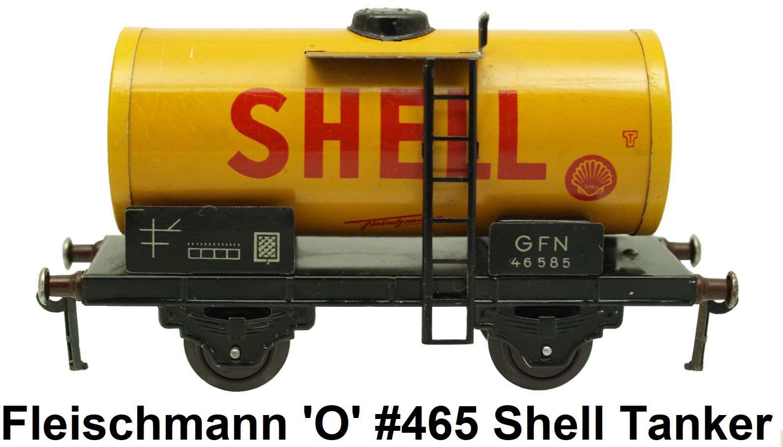 Fleischmann 'O' gauge 4-wheeled tinplate #465 Shell Tank Car