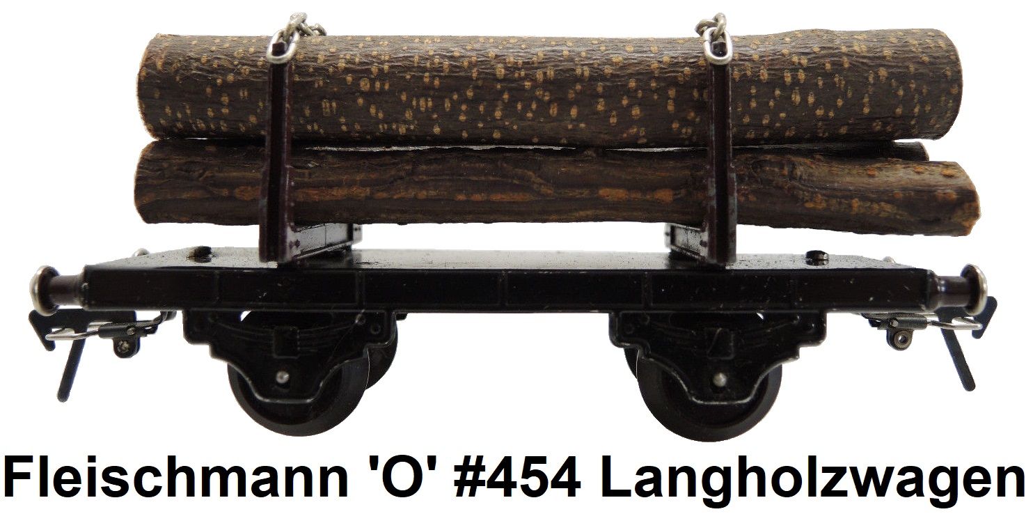 Fleischmann 'O' gauge 4-wheeled tinplate #454 Langholzwagen (log) wagon