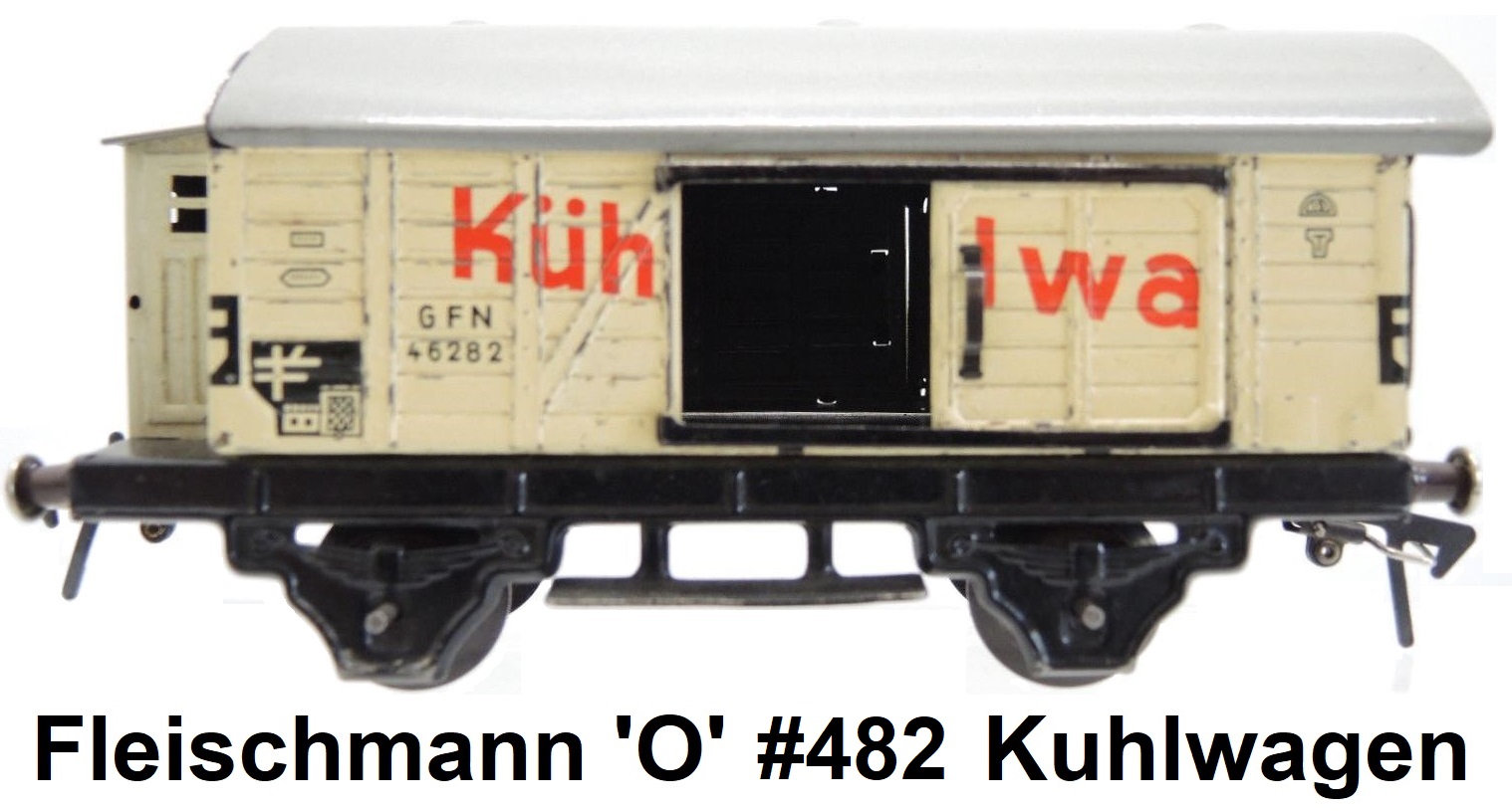 Fleischmann 'O' gauge 4-wheeled tinplate #482 Kuhlwagen (refrigerator) Car With Brakeman's Cabin GFN #46282