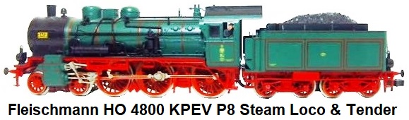 Fleischmann HO gauge #4800 KPEV P8 Steam locomotive with loose tender