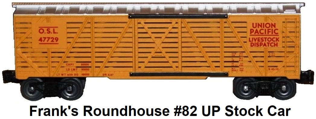 Frank's Roundhouse #82 Union Pacific #47729 Livestock Dispatch Cattle Car