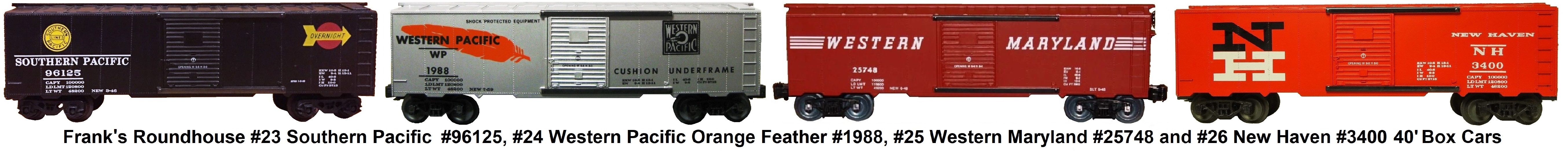 Frank's Roundhouse 'O' gauge 40' Box Cars