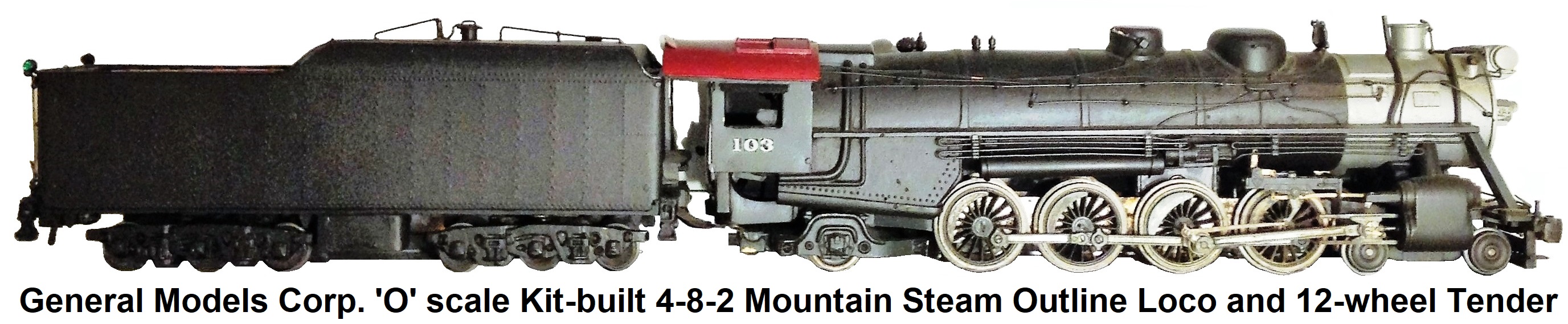 General Models Corp. 'O' scale Kit-built 4-8-2 Mountain loco and 12-wheel tender